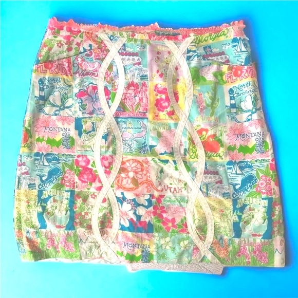 Lilly Pulitzer State Of Mind Patch Roslyn Skirt Sz 2 - Picture 1 of 4